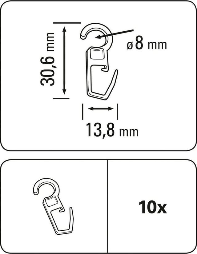 Gardinia Faltenlegehaken Weiß 10-er Pack