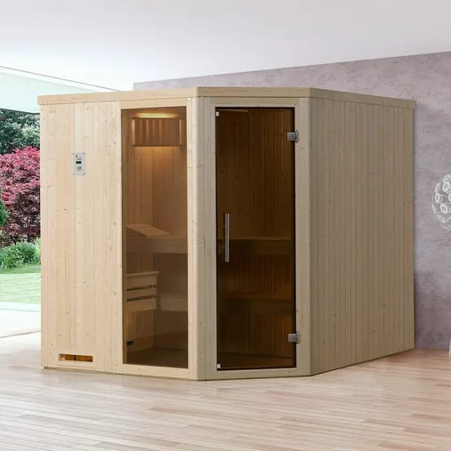Weka Element-Ecksauna Varberg 2 o. Ofen Glastür/Fenster