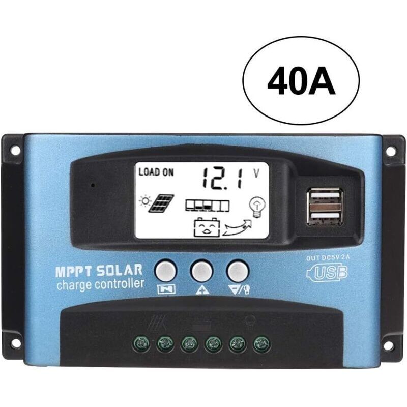40a Mppt-solarladeregler – 12v/24v Usb-smartregler – Lcd-bildschirm – 98% Wirkungsgrad