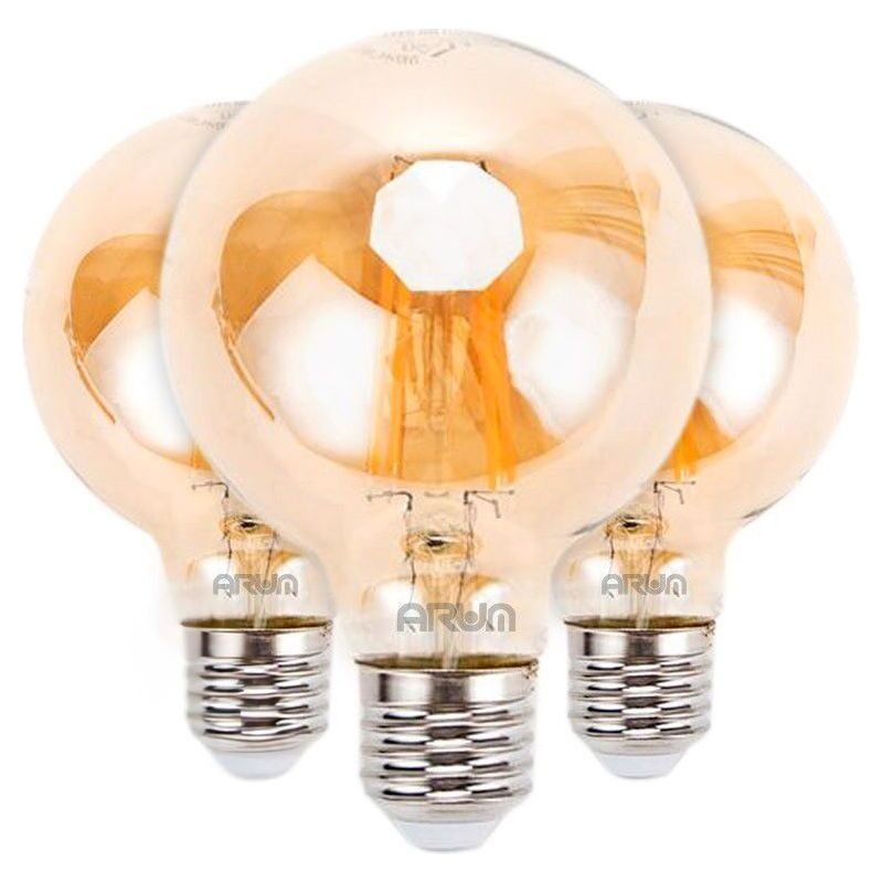 3er-pack E27 G80 Led-glühlampen Mit Bernsteinfarbenem Glühfaden, 6 W