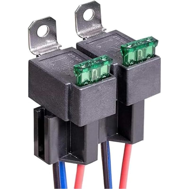12v 30a Ato/atc Sicherungsrelais, Flachsicherung Mit Kabelbaumsatz. 4-poliges Spst-relais Für Kfz-anwendungen Mit Hochleistungskabeln (2 Stück, 12 Awg).