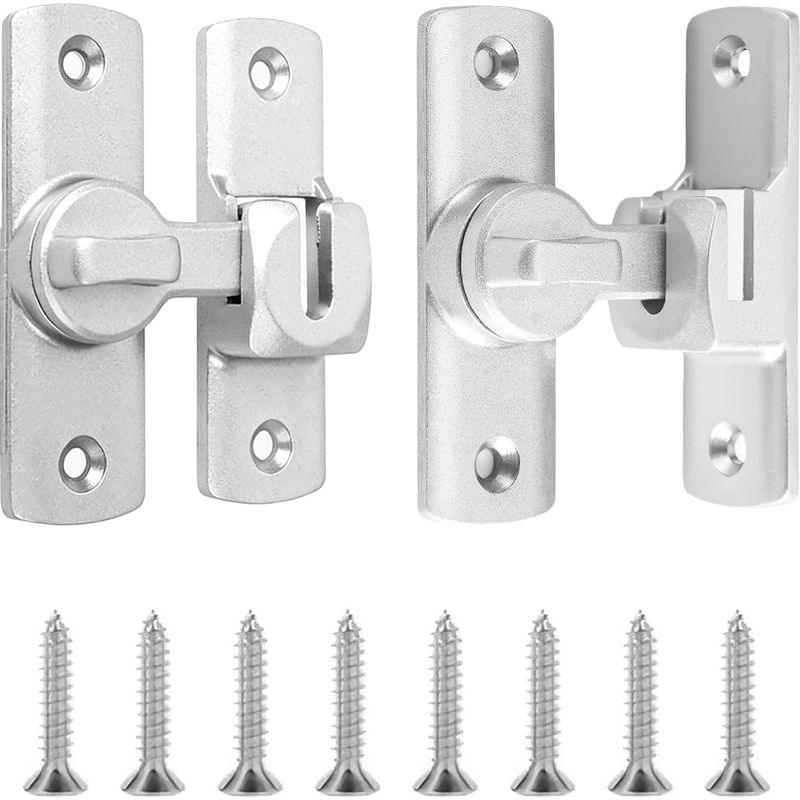 Silberne Scheunentürriegel, 90/180-grad-drehtürschloss, Robuste Rechtwinklige Verriegelungsbeschläge Aus Aluminiumlegierung Für Schlafzimmertüren, Geeignet Für Kleiderschränke