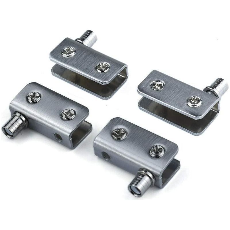 Lucky-88 – 4er-pack 90°-drehscharniere Aus Edelstahl – Kein Bohren Erforderlich Für Glasstärken Von 5–8 Mm – Inklusive Gummipuffer