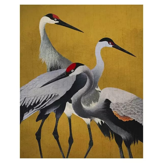 Komar Vliestapete Yellow Cranes 200 cm x 250 cm Gelb