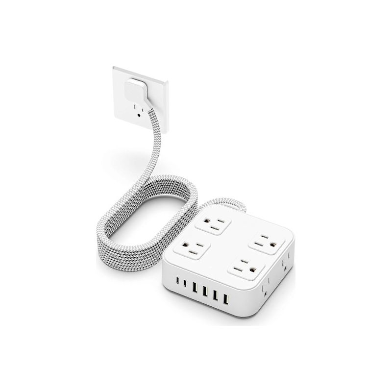 Ultradünnes 1,5 M Flachkabel – Steckdosenleiste Mit 3 Steckdosen Und Usb-c-anschluss – Überspannungsschutz – Andiamo