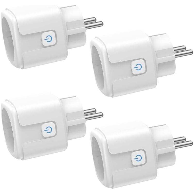Intelligente Wlan-steckdose. 4er-pack, 16 A, 3680 W. Wlan-steckdose Mit Energieverbrauchsanzeige. Fernbedienung. Sprachsteuerung. Kompatibel Mit Alexa Und Google Assistant – Für Frankreich.