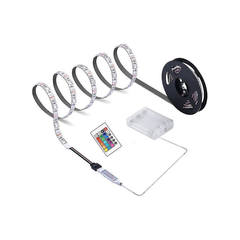 Helle Led-streifenleuchte, Fernbedienbar Und Batteriebetrieben, Wasserdicht (ip65), Dekorativ, Dc 5v Rgb 5050, Geeignet Für Tv-hintergrundbeleuchtung, Schlafzimmerbeleuchtung Und Dekoration.