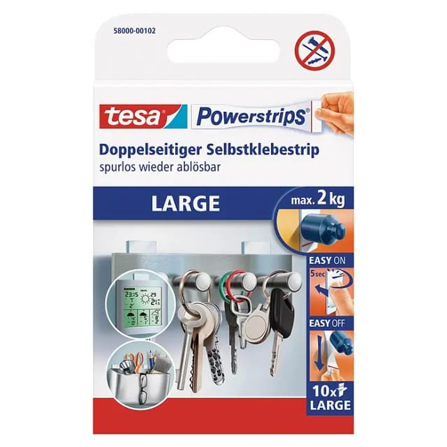 Tesa Powerstrips Large Weiß 10 Stück