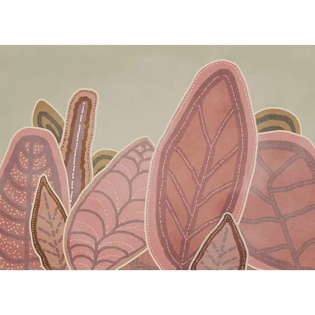 Komar Vliestapete Papunya Leafs 350 cm x 250 cm Rosa