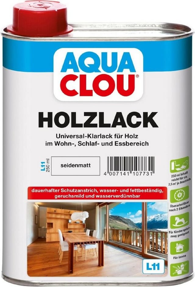 Aqua Clou Holzlack Transparent Seidenmatt 250 ml