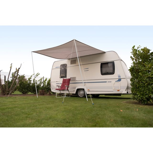 Peddy Shield Wohnwagensonnensegel Silbergrau 250 cm x 240 cm mit Regenschutz