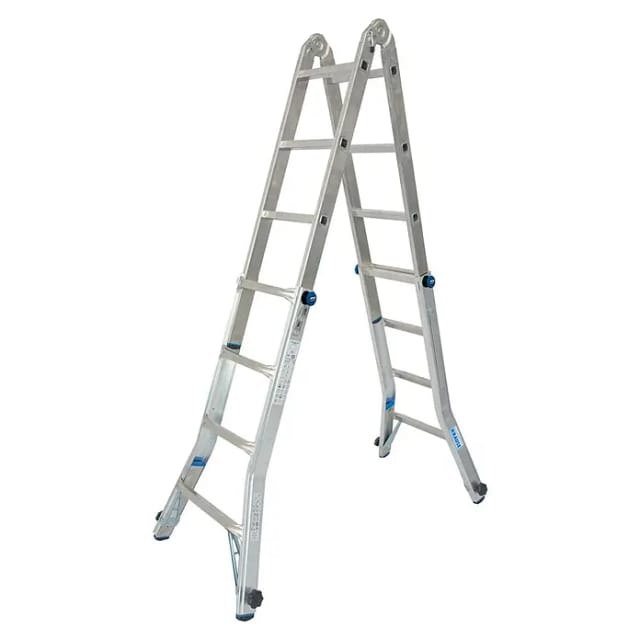 Krause Stabilo Sprossen-Gelenk-Teleskop-Leiter mit 4 HV 4 x 4 Sprossen