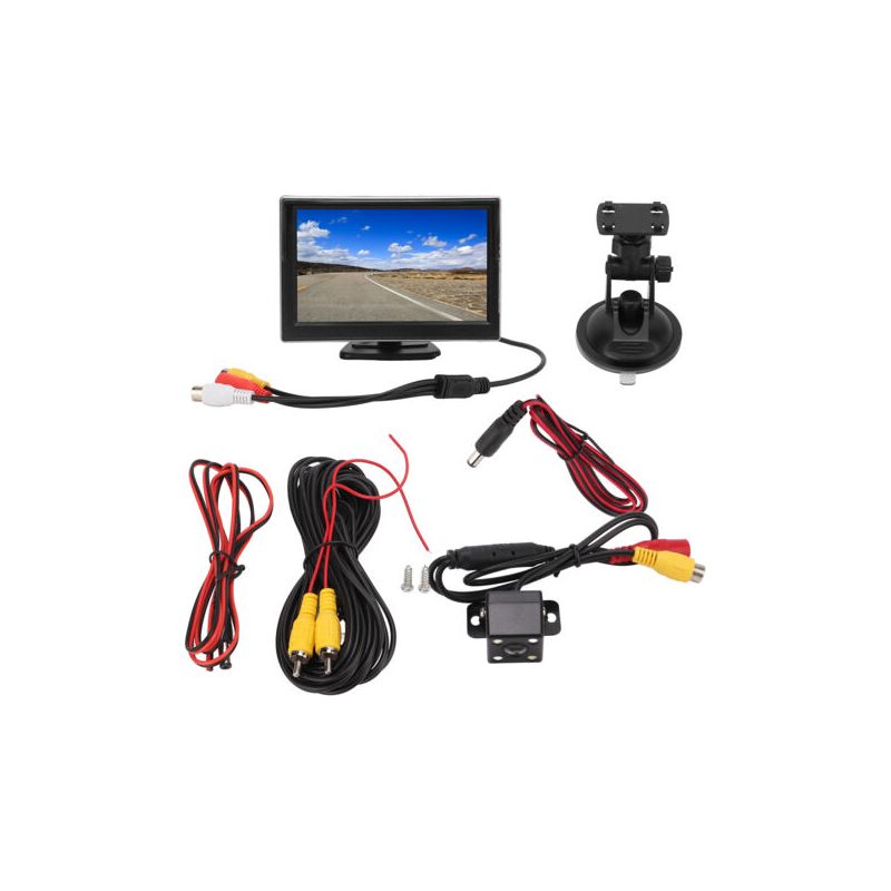 5-zoll-rückfahrkamera-set – 1024 X 600 Hd-monitor – 2 Videoeingänge – 170° Wasserdichte Kamera – Saugnapfhalterung Für Fahrzeuge – 12–24 V