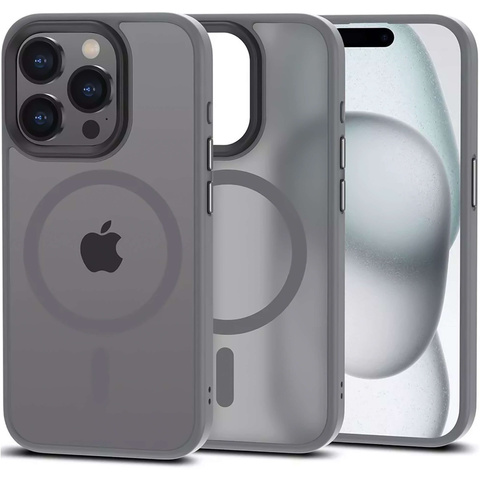 Iphone 15 Pro Mag Safe Case Magmat Matte Gray Handy-rückseite + Glas