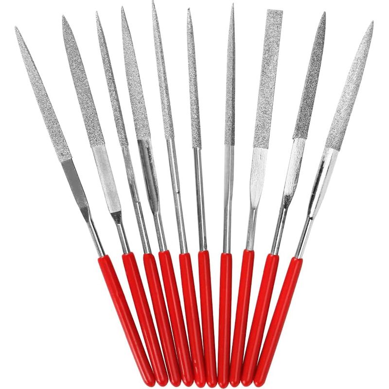 Set Kleiner Diamantnadelfeilen 140 Mm X 3 Mm, 10 Verschiedene Mini-nadelfeilen In Unterschiedlichen Ausführungen, Mit Präziser Diamantbeschichtung.