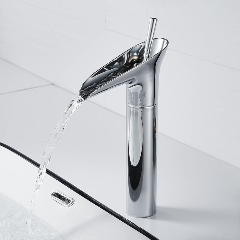 Waschtischarmatur, Wasserfallarmatur Für Badezimmer, Verstellbare Warm- Und Kaltwasserarmatur, Verchromtes Messing