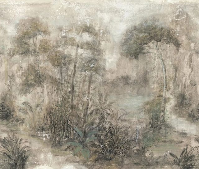 Marburg Vliestapete Wald Gemalt Floral Modern 270 cm x 318 cm Beige
