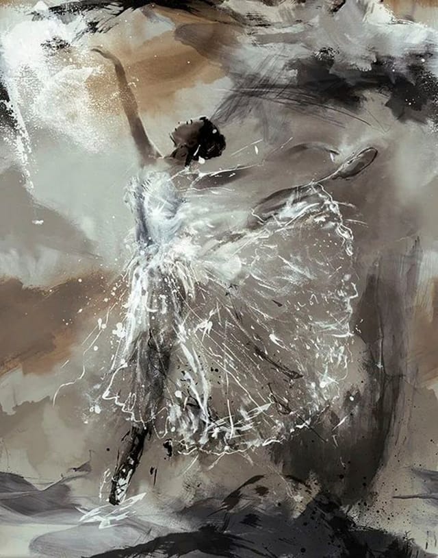 Marburg Vliestapete Ballerina Gemalt Grafisch Modern 270 cm x 212 cm Grau