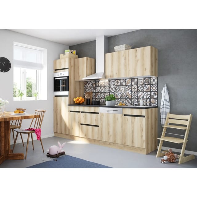 Optifit Küchenzeile OPTIkombi Kaya290 mit E-Geräten 270 cm Breite Wildeiche NB