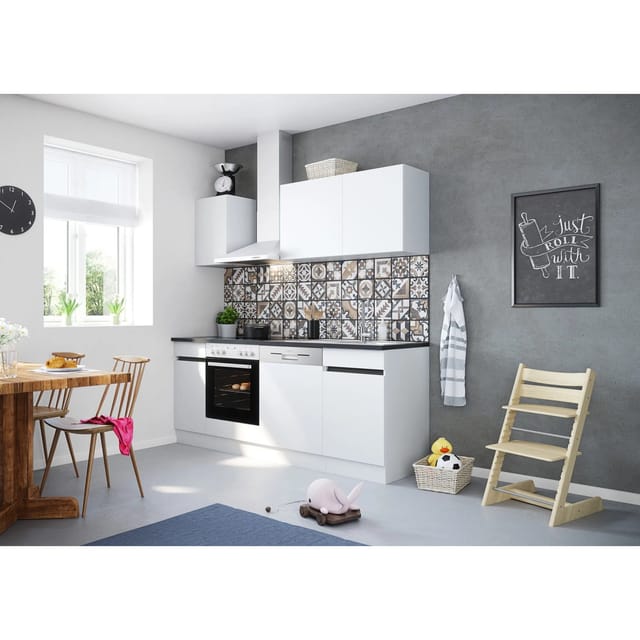 Optifit Küchenzeile OPTIkombi Luca932 ohne E-Geräte 210 cm Breite Weiß