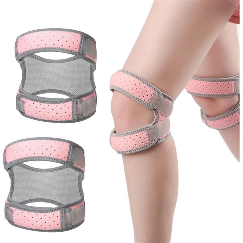 Kniebandage Mit Patellaunterstützung, Beidseitig, Mit Silikonpolsterung, Verstellbarem Kompressions-neopren-knieband, Geeignet Für Laufen, Springen Und Tennis – 1 Paar, Pink