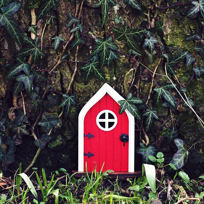 Miniatur-feengarten, Feentür, Mystisches Zwergenhaus (1 Stück, Rot)