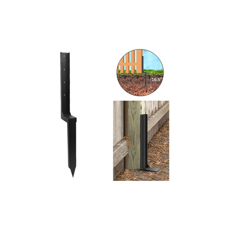 Zaunpfosten-verankerungsset (1 Stück), Robuste Stahl-reparaturpfähle, Bodenanker Zur Reparatur Gebrochener Und Schiefer Holzpfosten, Schwarz