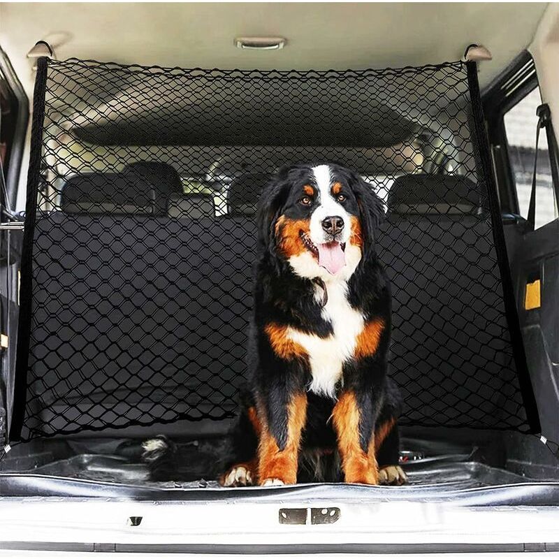 Doppellagiges Kofferraumnetz, Tragbares Haustiernetz Für Hunde, Universelle Trennwand Für Hunde Und Katzen Im Auto, Schwarzer Draht, 90 X 40 Cm