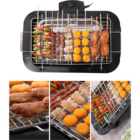 Rauchfreier Elektrogrill Mit Einstellbarer Temperaturregelung, Herausnehmbarer Fettauffangschale, 2000 W, Schwarz (eu-stecker)