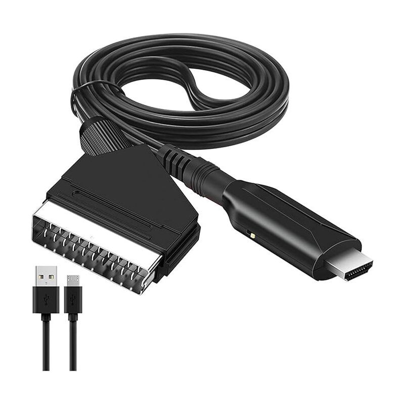Scart-zu-hdmi-adapter, Wandelt Scart In Hdmi Um Und Ist Mit Einem Hdmi-kabel Für Full-hd-fernseher (720p/1080p) Sowie Für Audio-/videoübertragung Von Dvd-, Blu-ray-, Set-top-box-, Vhs-, Xbox- Und Ps3-