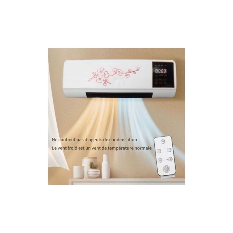 2000-w-wandventilator – Schnellheizung – Fernbedienung – Timer – Überhitzungsschutz – Für Beengte Räume