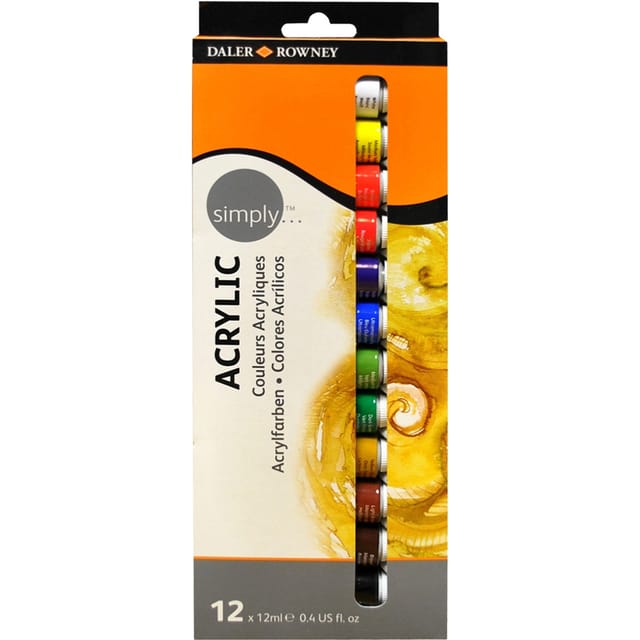 Daler-Rowney Simply Acrylfarben-Set mit 12 x 12 ml Farbtuben