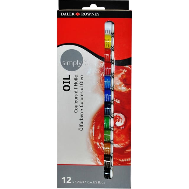 Daler-Rowney Simply Ölfarben-Set mit 12 x 12 ml Farbtuben