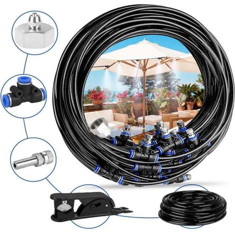 Enowelir 20-meter-außennebelsystem Mit 20 Messingdüsen Für Terrasse, Garten, Patio, Gewächshaus Und Wasserpark