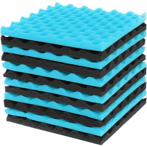 Packung Mit 12 Akustikschaumstoff-schalldämmplatten Für Wand Und Decke, 30 Cm Lang, 25 Mm Dick, Blau + Schwarz