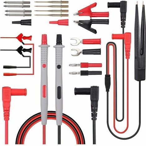 Elektrisches Multimeter-prüfleitungsset: 21-in-1-prüfleitung Mit Krokodilklemmen, Prüfspitze, Bananenstecker Und Multimeter-prüfleitung Für Spannungsprüfer.