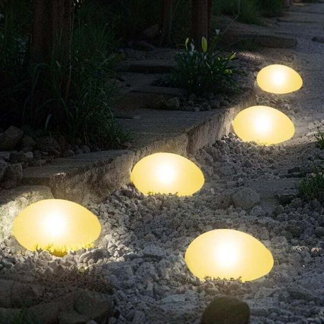 Enowelir Ip65 Wasserdichte Solar-mini-dekorationsleuchten In Kieselform Für Den Außenbereich, Geeignet Für Garten, Terrasse, Hof Und Wege, Warmweiß, 3 Stück
