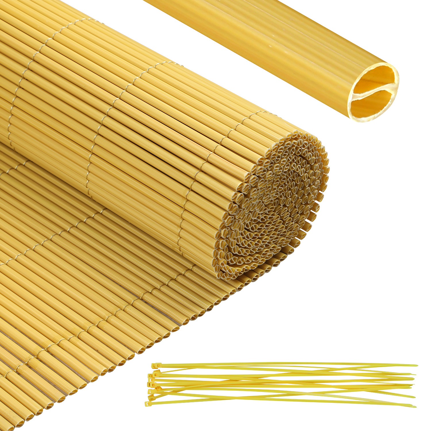 Randaco Bambú 90x1000cm Malla Ocultación Pvc Efecto Bambú Para Jardín Y Balcón – Valla Ocultante, Cortavientos, Pantalla De Privacidad Exterior