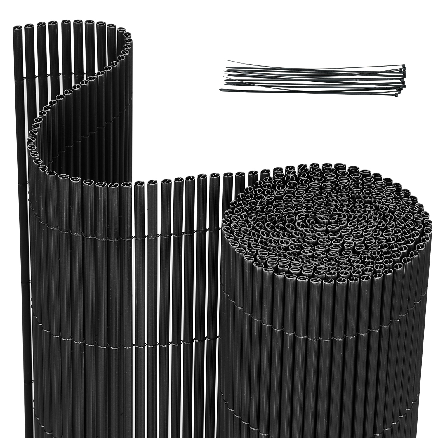 Randaco Gris 80x800cm Malla Ocultación Pvc Efecto Bambú Para Jardín Y Balcón – Valla Ocultante, Cortavientos, Pantalla De Privacidad Exterior