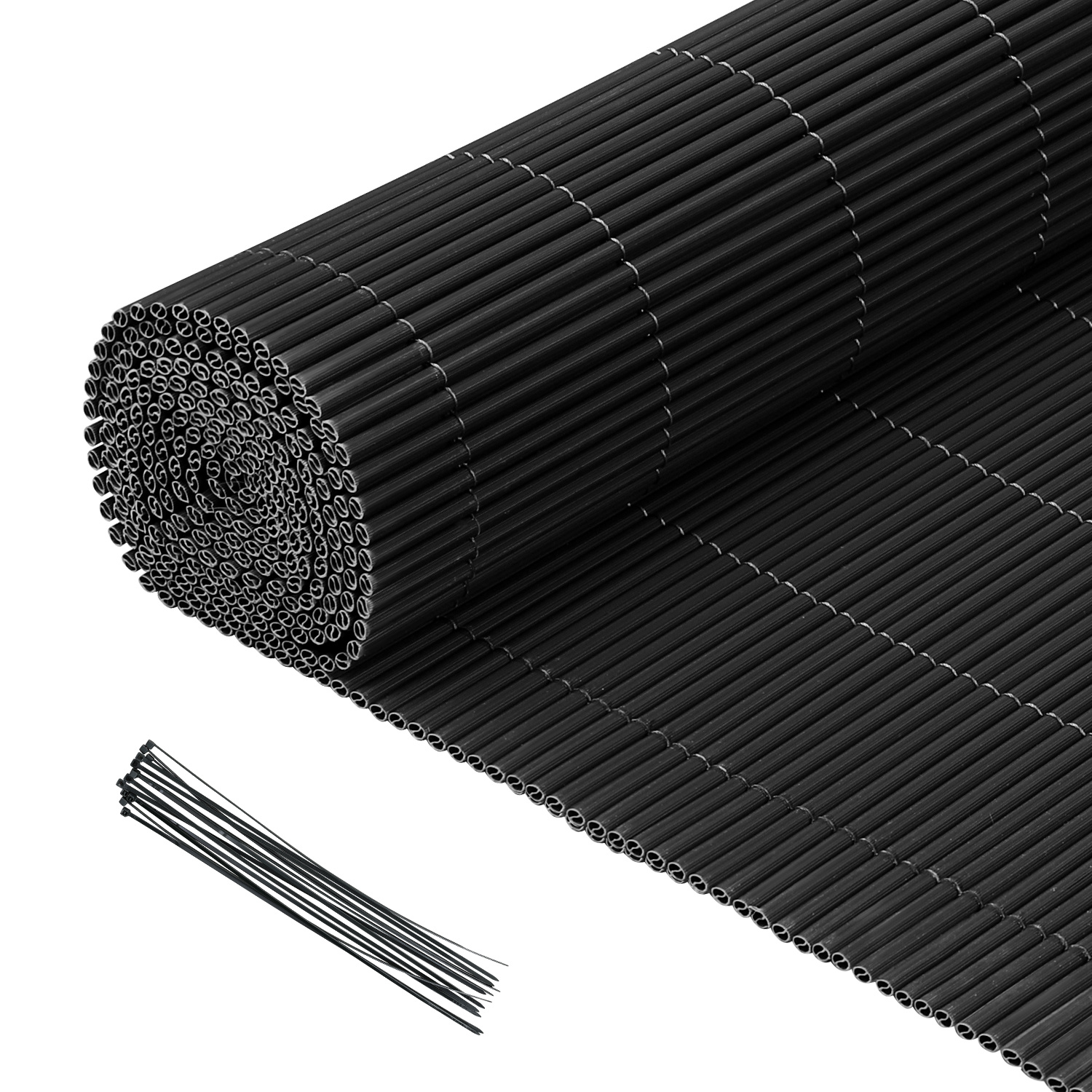 Randaco Gris 80x400cm Malla Ocultación Pvc Efecto Bambú Para Jardín Y Balcón – Valla Ocultante, Cortavientos, Pantalla De Privacidad Exterior