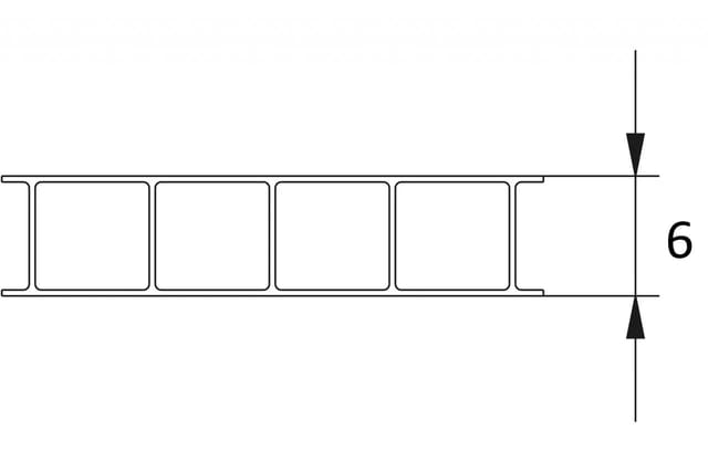 Hohlkammerplatte 6 mm Tranparent 200 cm x 105 cm