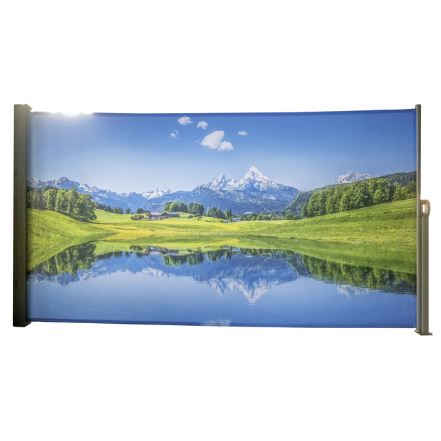 Garden Pleasure Seitenmarkise Motiv Bergsee 300 cm Schwarz