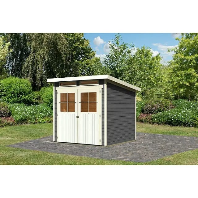Karibu Holz-Gartenhaus Egersund Terragrau Pultdach Lackiert 209 cm x 213 cm