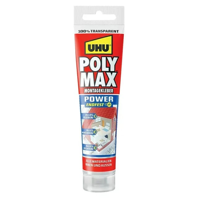 UHU Poly Max Montagekleber Power Transparent Tube 115 g