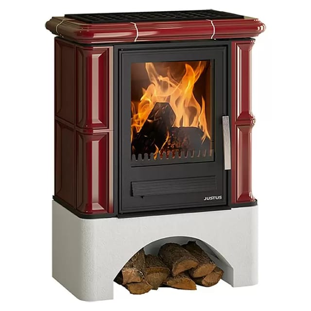 Justus Bavaria Kaminofen Keramik Bordeauxrot 7 kW