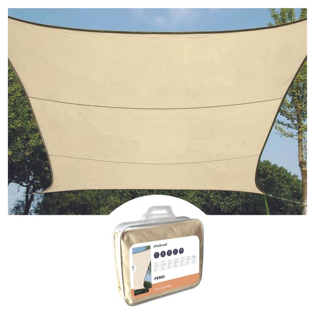 Perel Viereck-Sonnensegel 360 cm x 360 cm Creme
