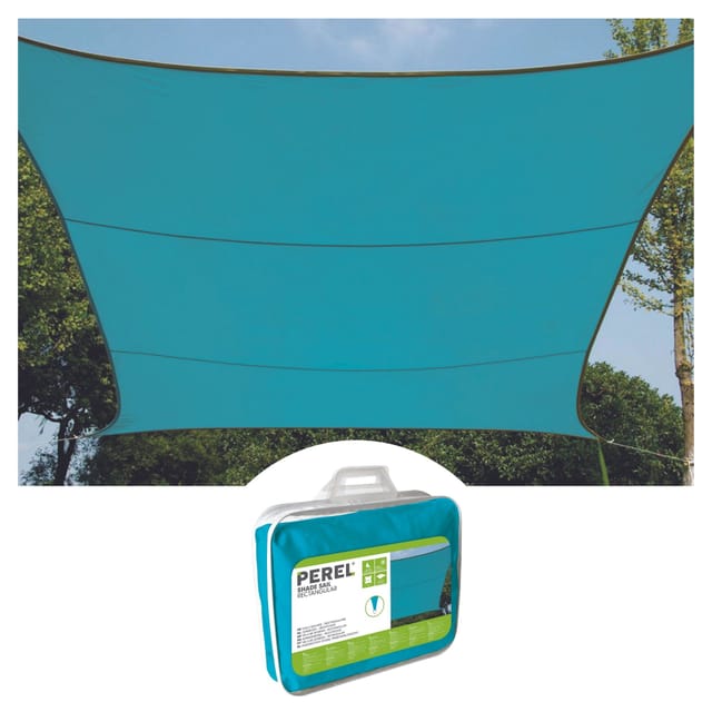 Perel Viereck-Sonnensegel 360 cm x 360 cm Blau