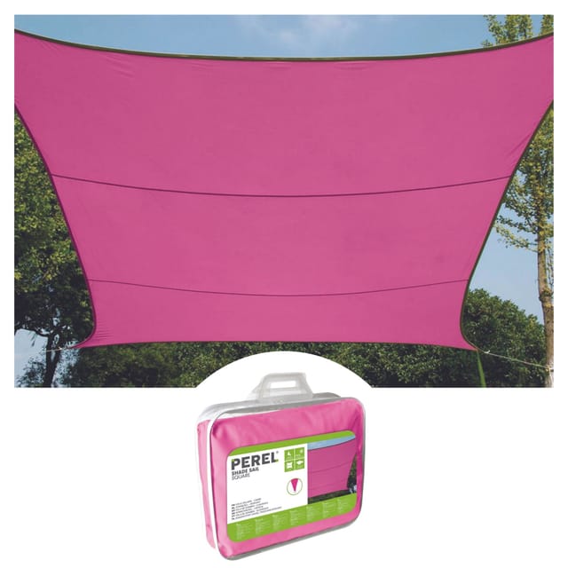 Perel Viereck-Sonnensegel 360 cm x 360 cm Fuchsia