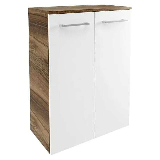 Fackelmann Doppel-Hängeschrank Verona 60 cm Nussbaum/Weiß Hochglanz