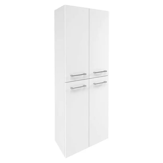 Fackelmann Doppel-Hochschrank Verona 60 cm Weiß Glanz/Weiß Hochglanz